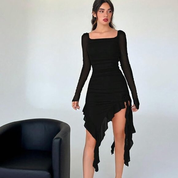 Brand New - Nordstrom Ruffle Cascade Cocktail Dress - Picture 1 of 5